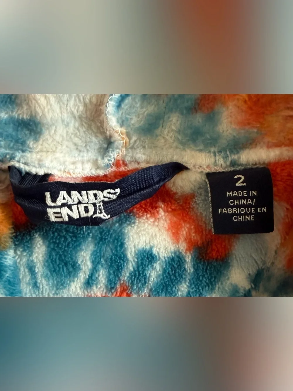 Lands' End Kids Tie-Dye Hooded Robe - Blue, Orange, Yellow